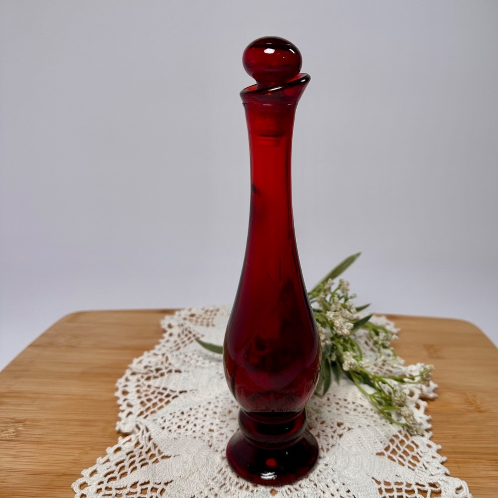 Vintage AVON Ruby Bud Vase • Somewhere  Bottle (empty)